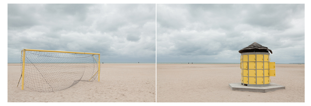 Beach Goal and Hut by Michelle Degryse — canvas wall art