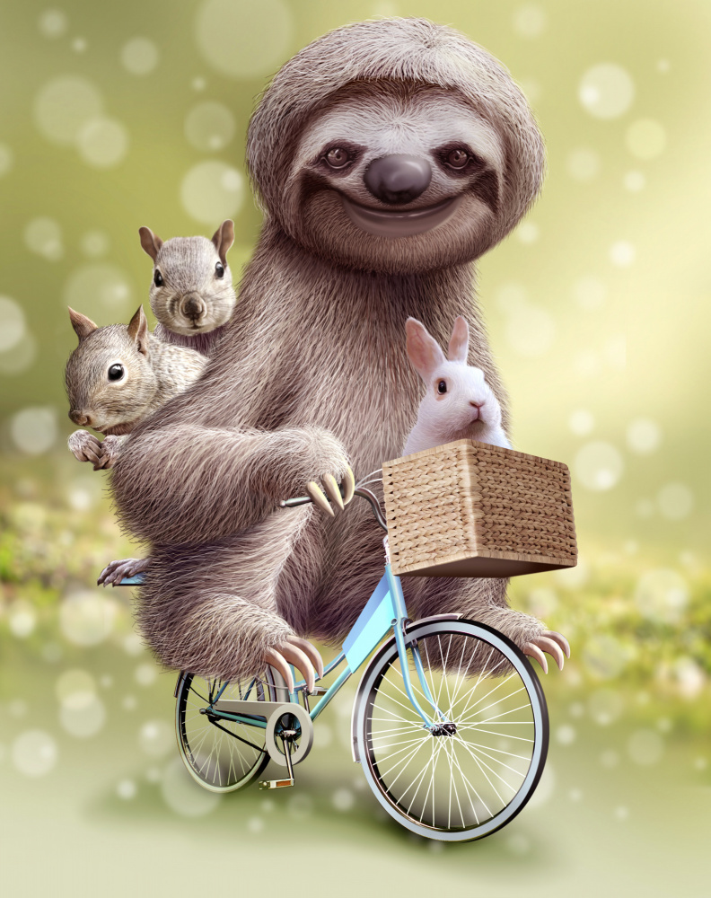 **Sloth's Happy Ride** by Adam Lawless — canvas wall art