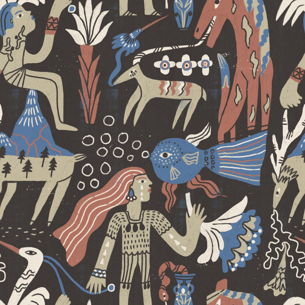 Mystical Folk Art Creatures by Raipa Studio — canvas wall art