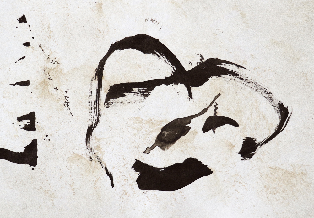 Abstract Ink Portrait by Santhosh ch — canvas wall art