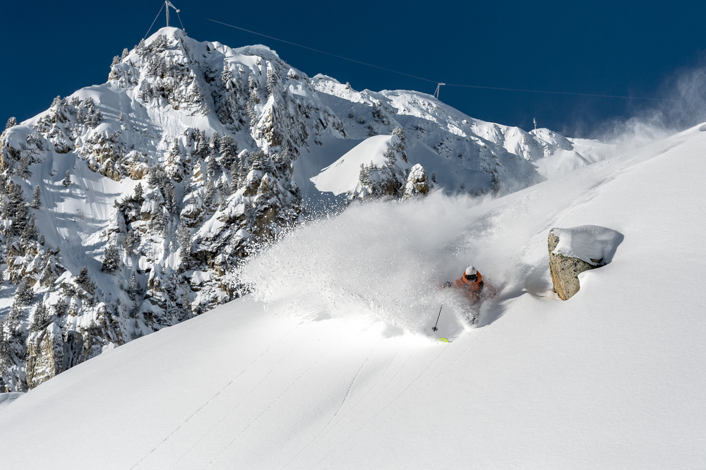 Deep Powder Skiing by Tristan Shu — canvas wall art