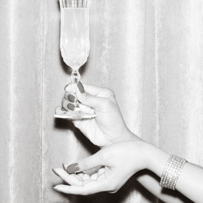 Champagne Hands Black and White