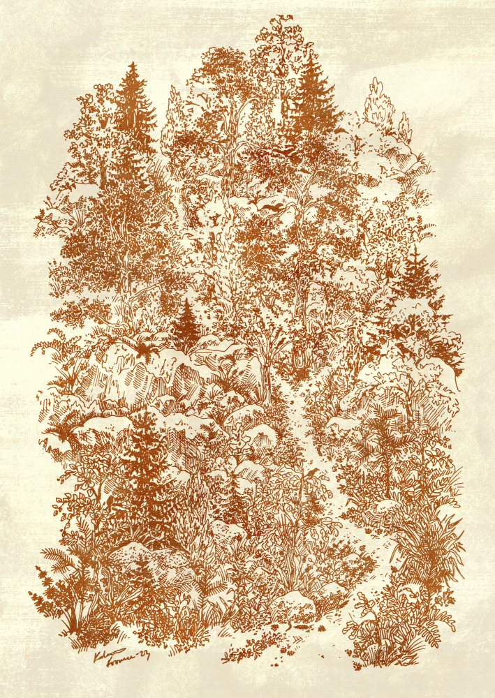 Intricate Forest Drawing by Katariina Kosunen — canvas wall art