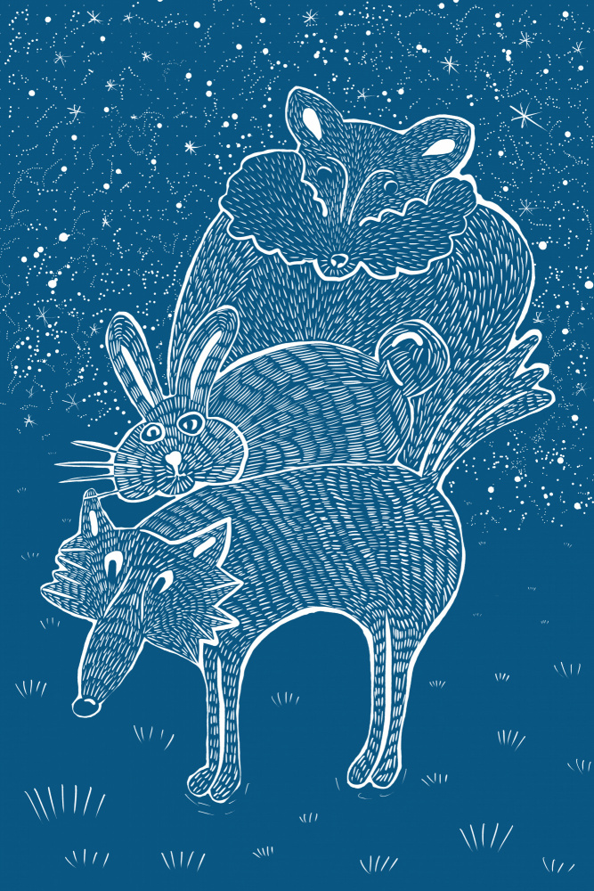 Starry Animal Stack by Mela Patterns — canvas wall art