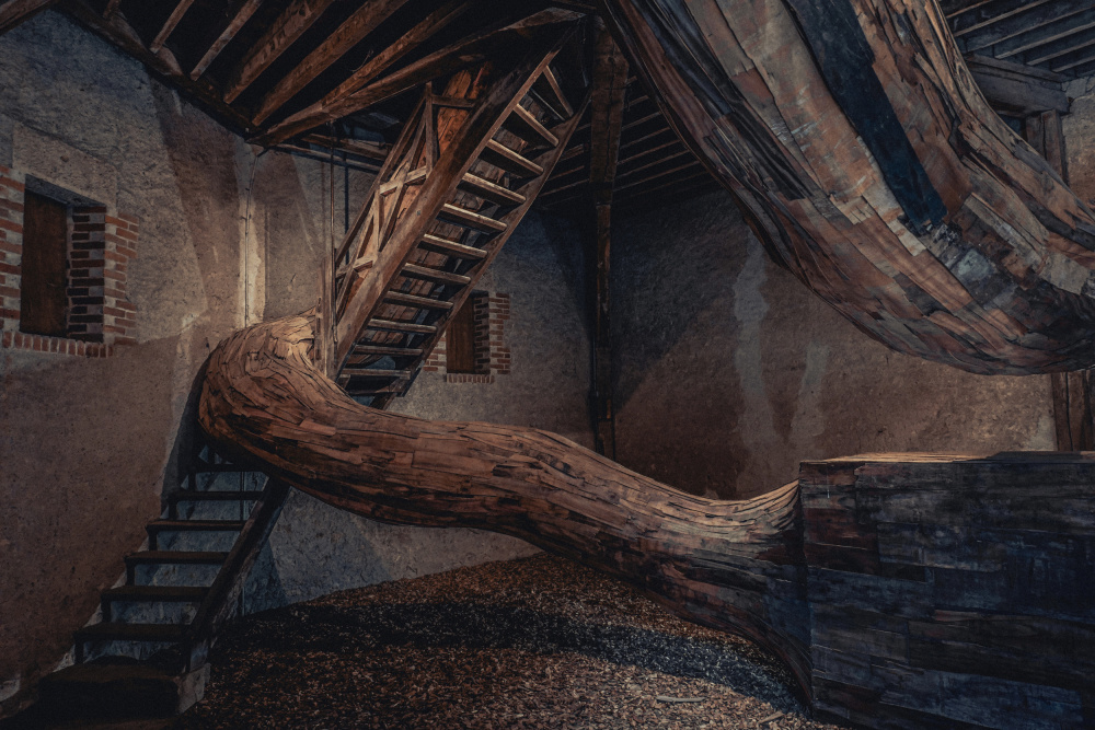 Winding Wooden Architecture by Francois Casanova — canvas wall art