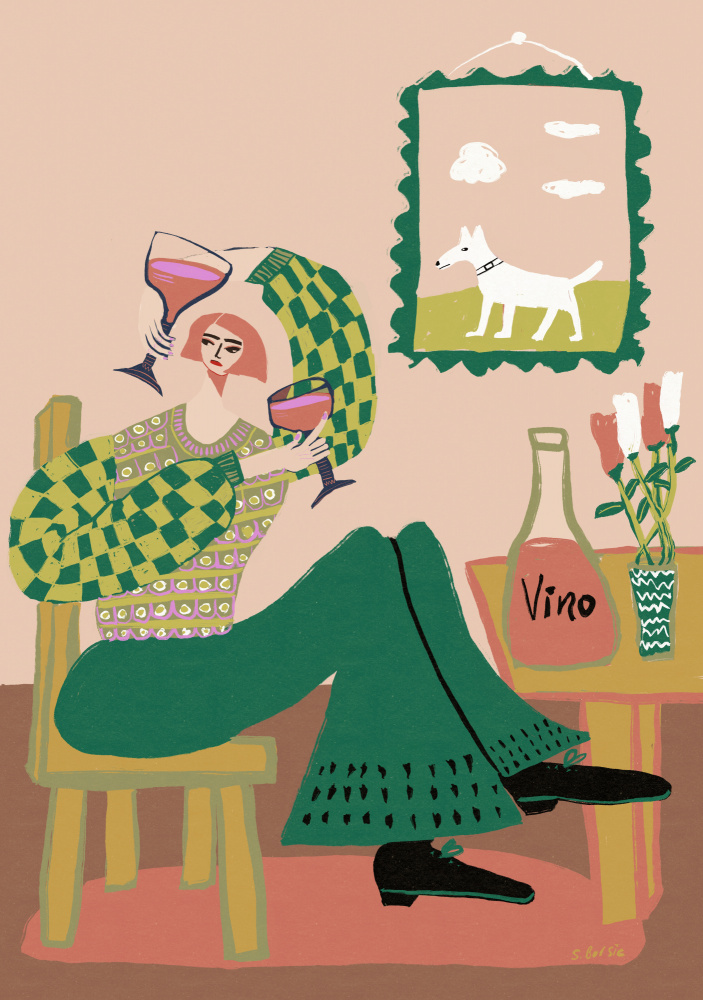 Cozy Evening Wine by Sharyn Bursic — canvas wall art