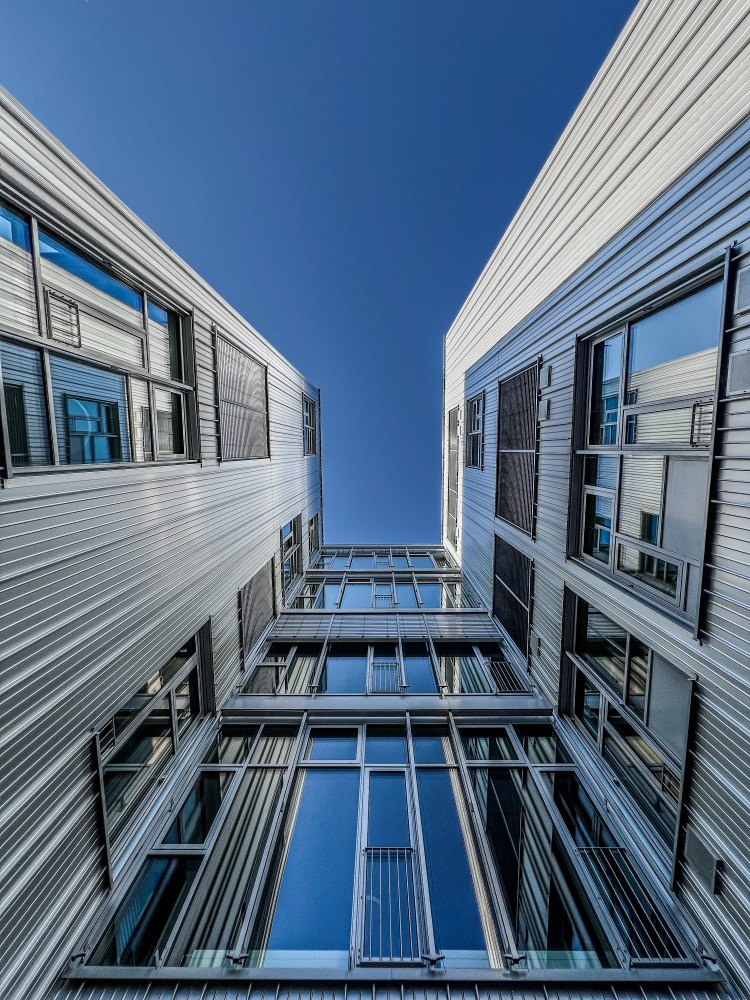 Modern Building Upward View by Dmitrii Rabeev — canvas wall art