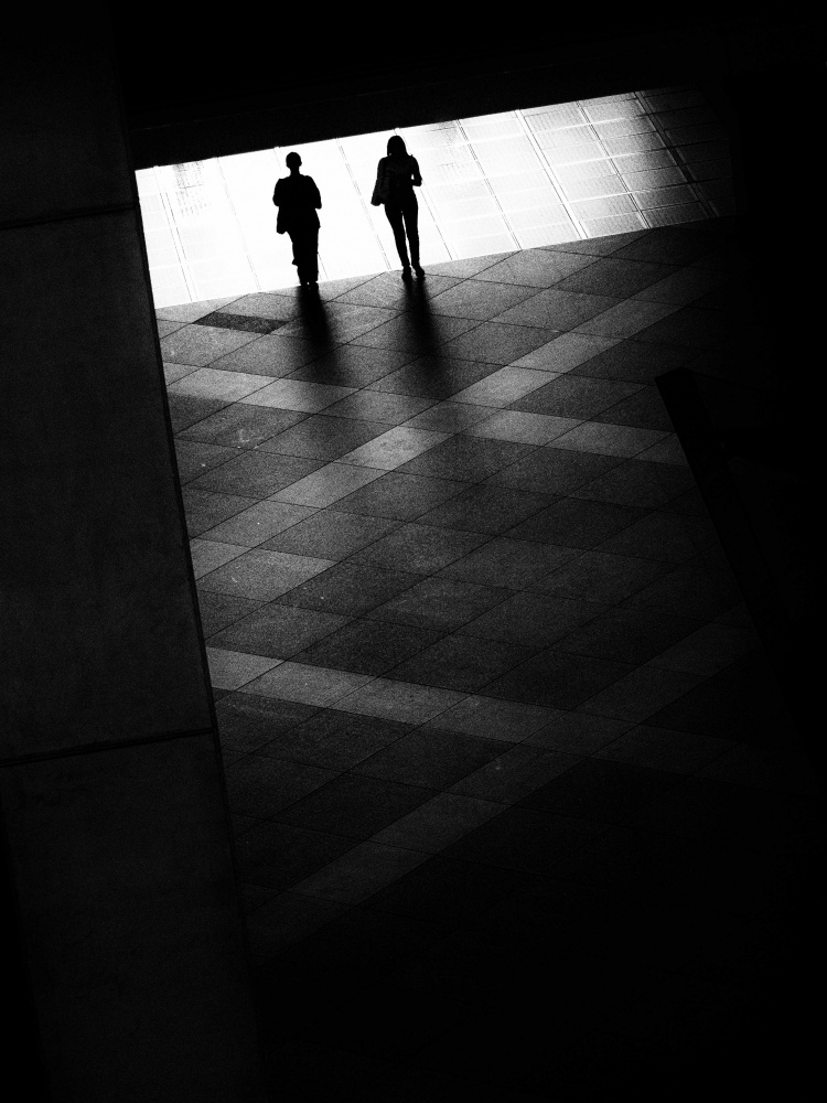 Urban Silhouettes Walking by Yoshie Makiya — canvas wall art