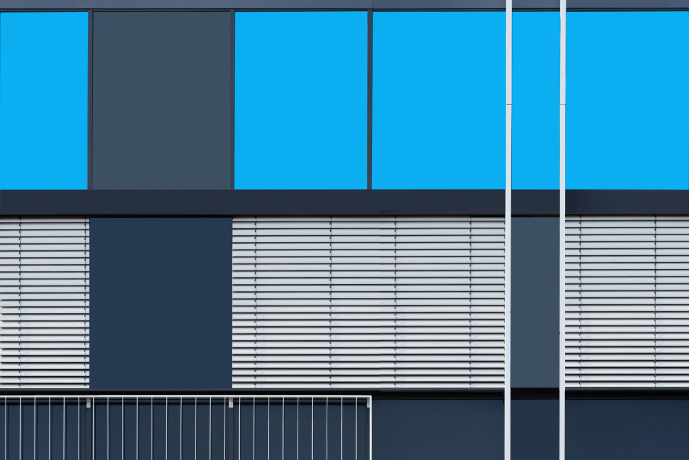 Sleek Blue Architecture by Jan Niezen — canvas wall art