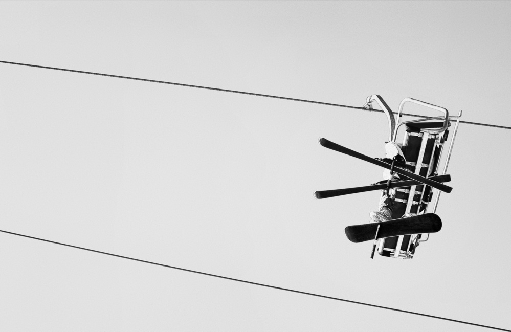 Monochrome Ski Lift by Samanta Krivec — canvas wall art