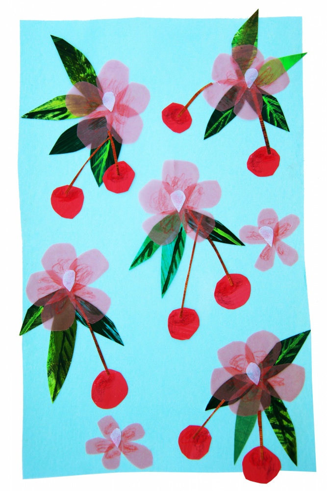 Fresh Cherries and Flowers by Shelley Hampe — canvas wall art