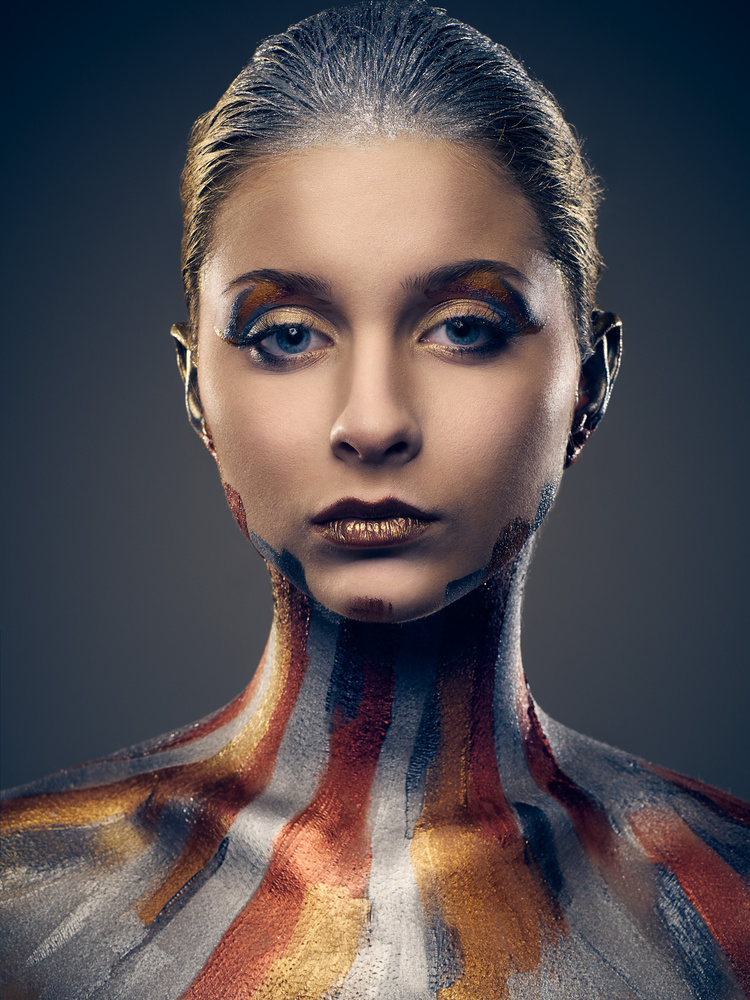 Golden Gaze Portrait by Michele Balistreri — canvas wall art