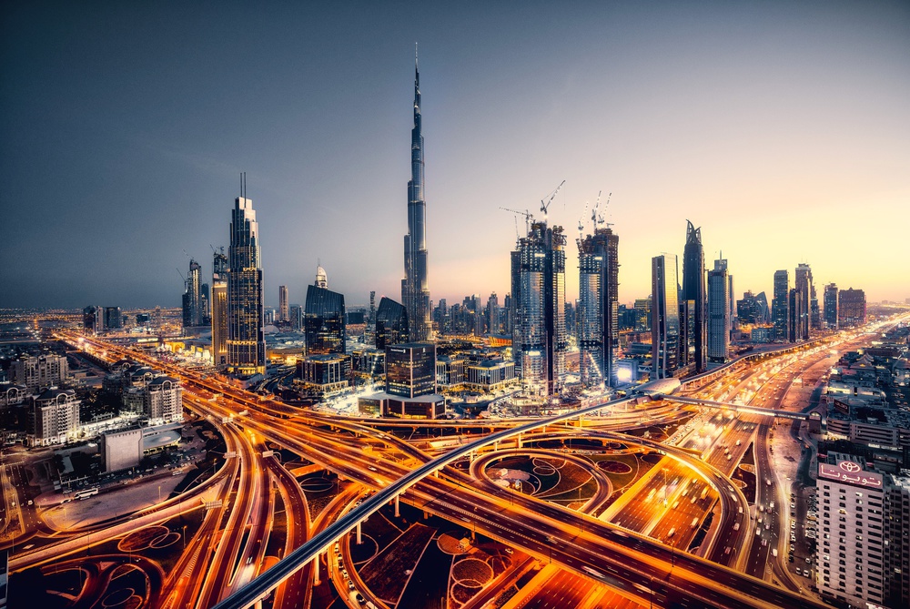 Twilight Dubai Skyline by Stan Huang — canvas wall art