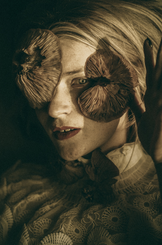 Mushroom Woman Portrait by Barbora Biňovcová — canvas wall art