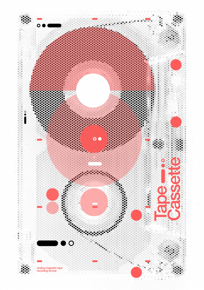 Retro Geometric Tape Cassette by David Vineïs — canvas wall art