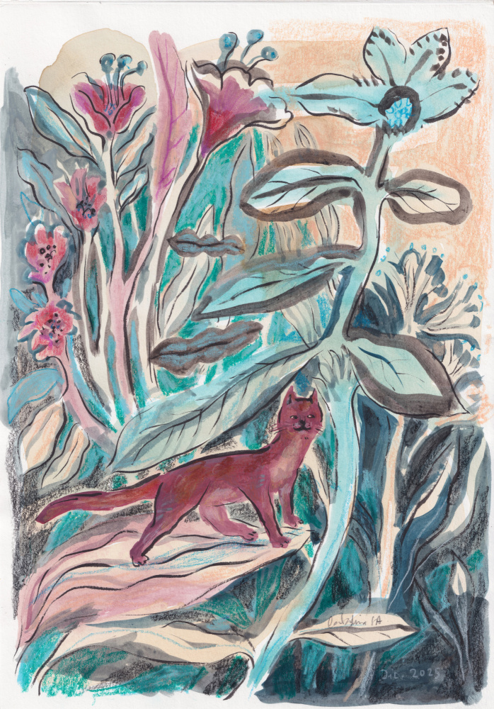 Whimsical Jungle Cat by Catalina Somolinos — canvas wall art