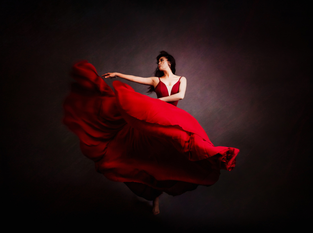 Elegant Red Movement by Mia Meng — canvas wall art