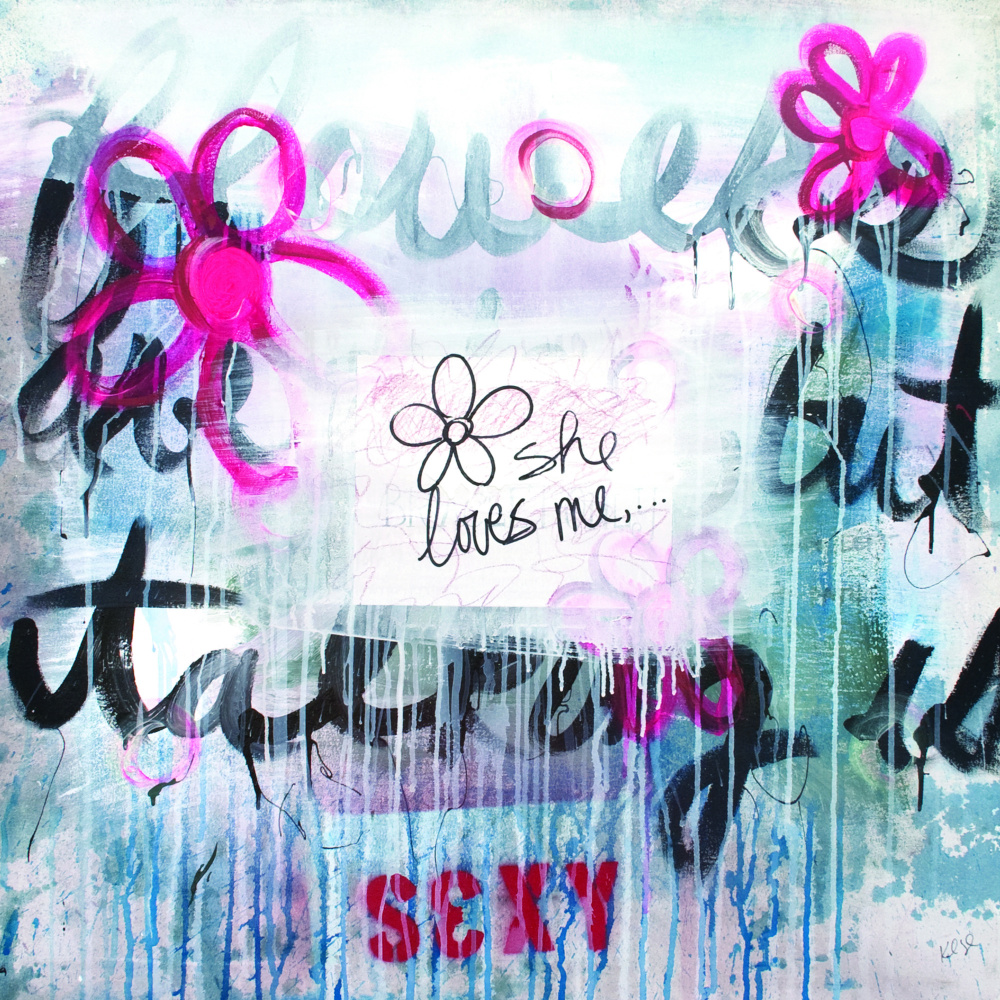She Loves Me Graffiti by kent youngstrom — canvas wall art