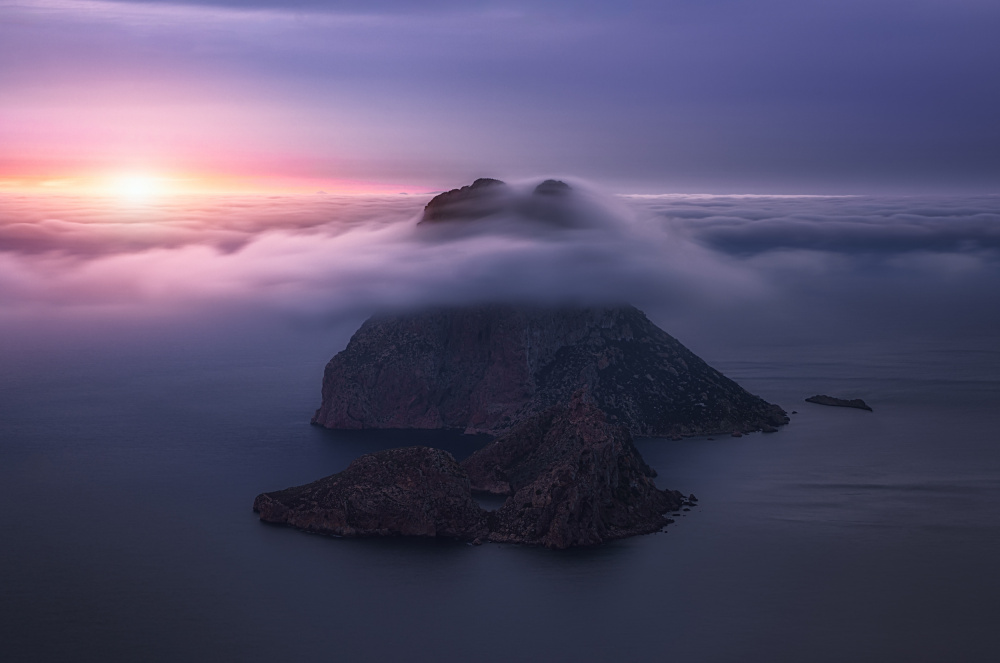 Misty Island Sunset by joanaduenas — canvas wall art
