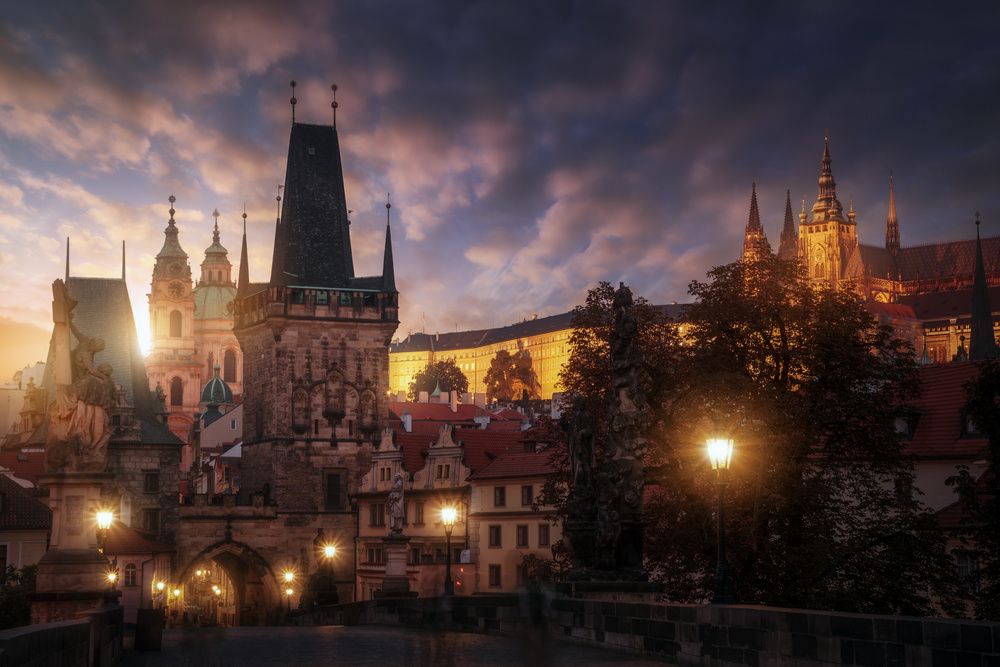 Prague Charles Bridge Twilight by Juan Pablo de Miguel — canvas wall art