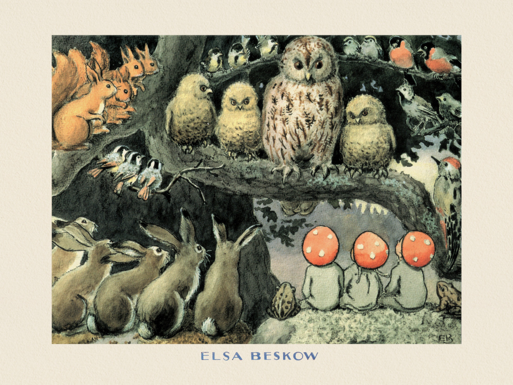 Tomtebobarnen  - Skogsdjuren Boarder by Elsa Beskow — canvas wall art