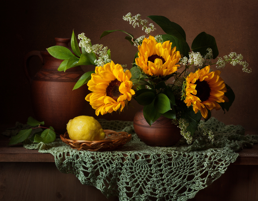 Rustic Sunflower Still Life by Alina Lankina — canvas wall art