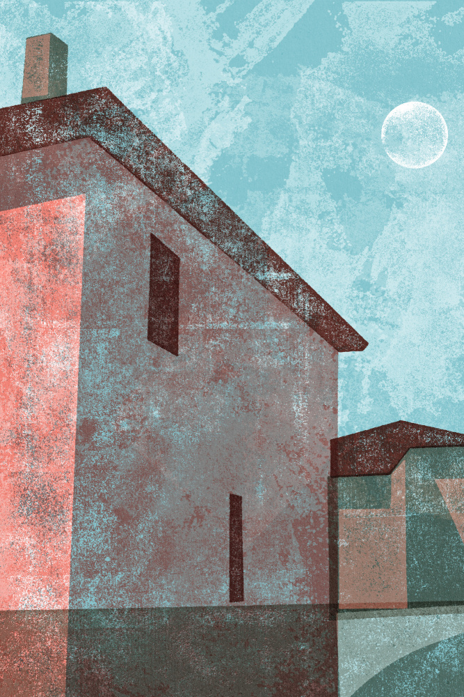 Moonlit House Reflection by Apostrofo Design — canvas wall art