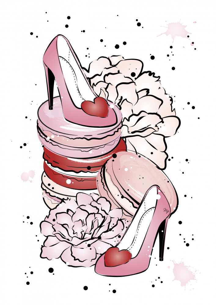 Glam Heels and Macarons by Martina — canvas wall art