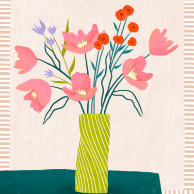 Colorful Blossoms in Stripes