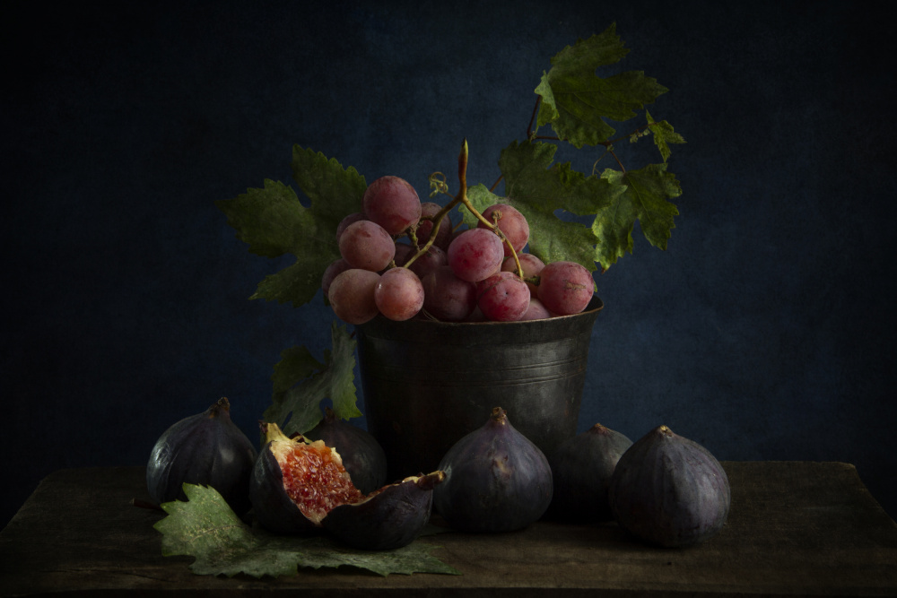 Grapes and Figs Still Life by Ramiz Sahin — canvas wall art