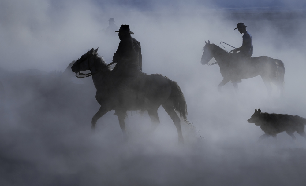 Cowboys in the Dust by G. KIRAN KUMAR REDDY — canvas wall art