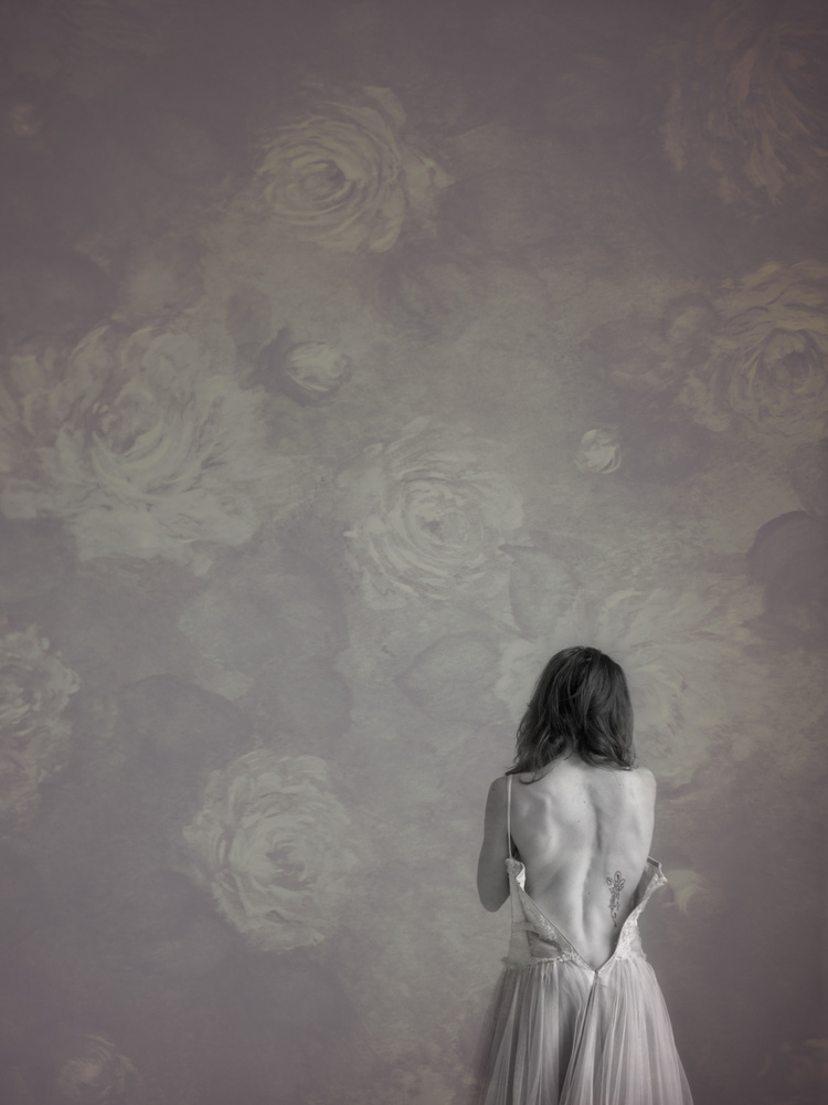 Woman's Back and Roses by Michael Groenewald — canvas wall art