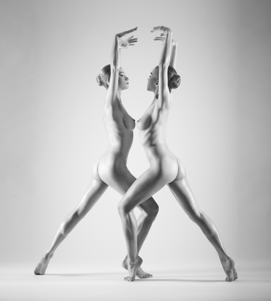 Nude Dancers in Symmetry by Arkadiusz Branicki — canvas wall art