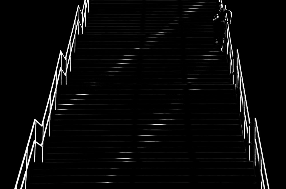 Solitary Stair Ascent by Samanta Krivec — canvas wall art