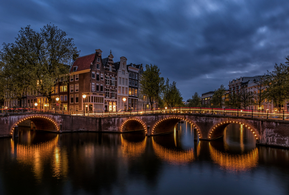 Amsterdam Canal Night Lights by Rana Jabeen — canvas wall art