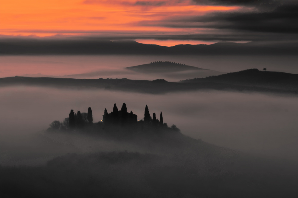 Misty Hilltop Villa by Fabrizio Massetti — canvas wall art