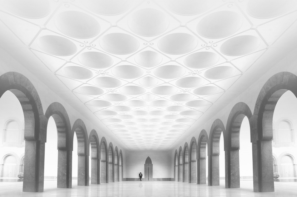 Grand Arched Hallway by Hussain Buhligaha — canvas wall art