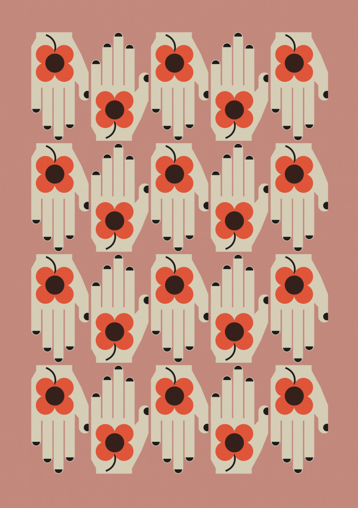 Retro Floral Hands by Frances Collett — canvas wall art