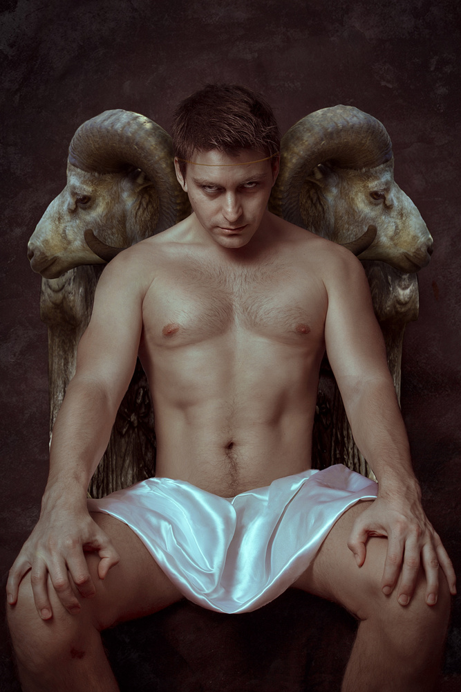 Mythic Man Ram Throne by Angelina Goncharova — canvas wall art