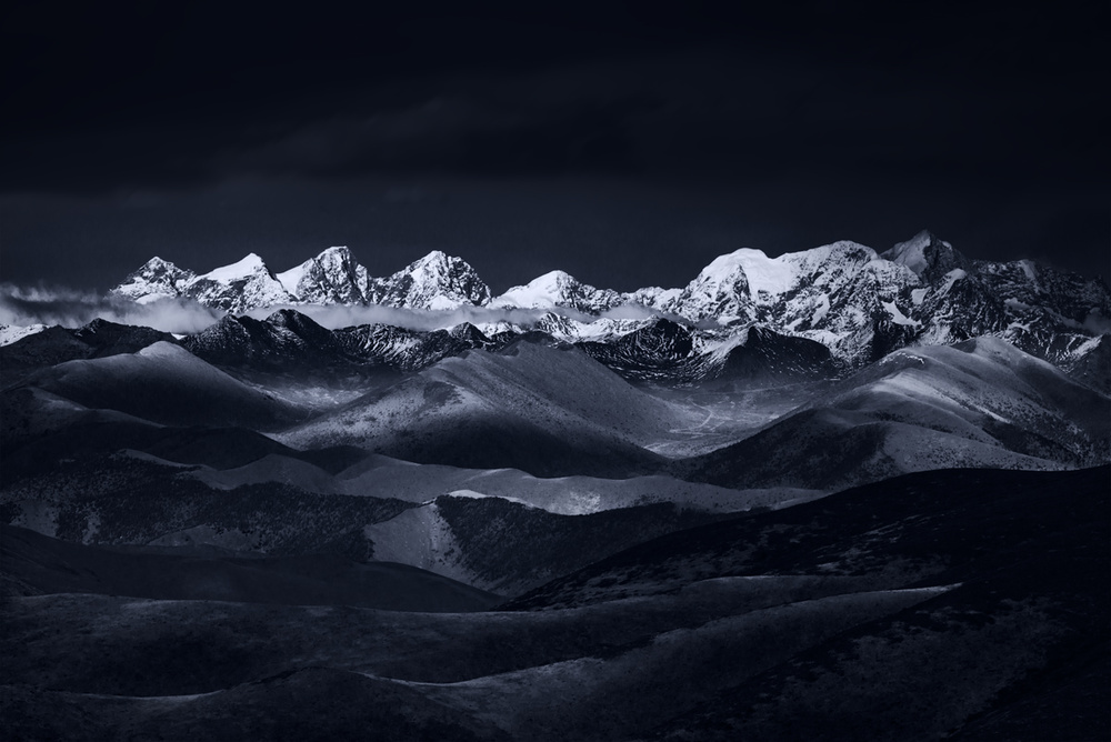 Dark Winter Peaks by Jingshu Zhu — canvas wall art
