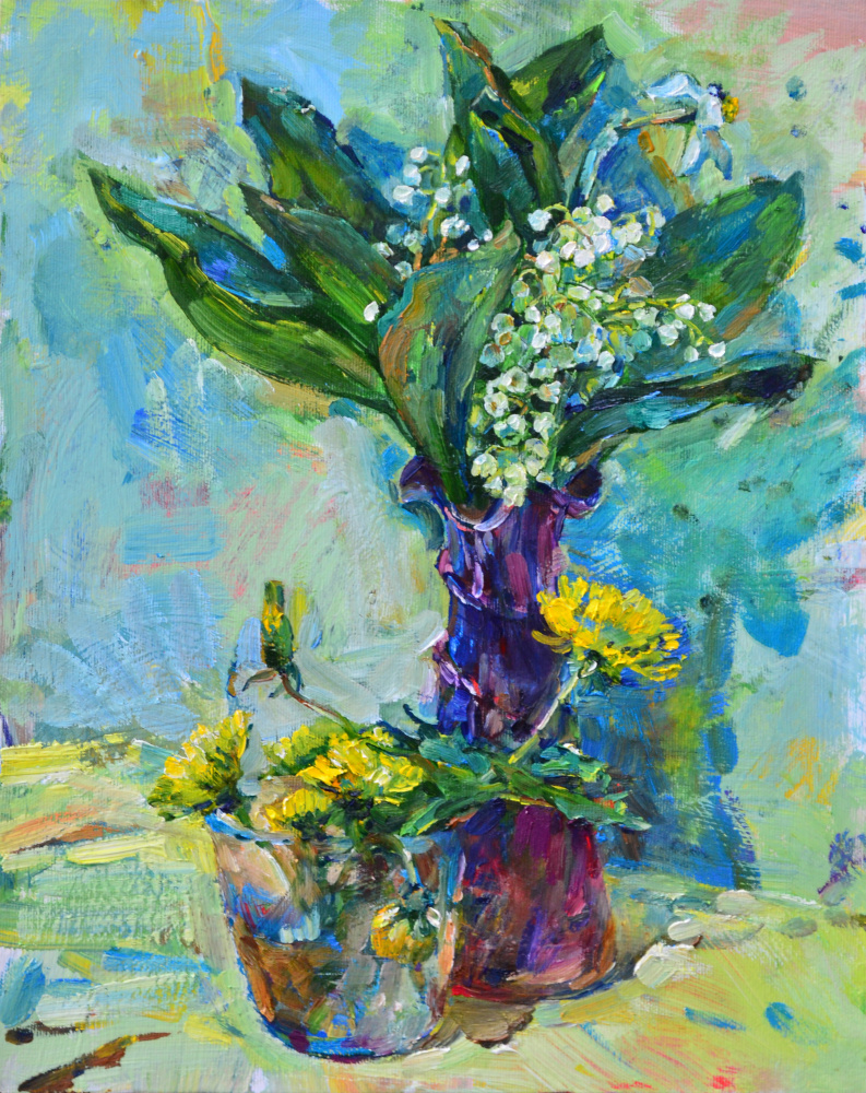 Spring Flower Vases by Andrii Kutsachenko — canvas wall art