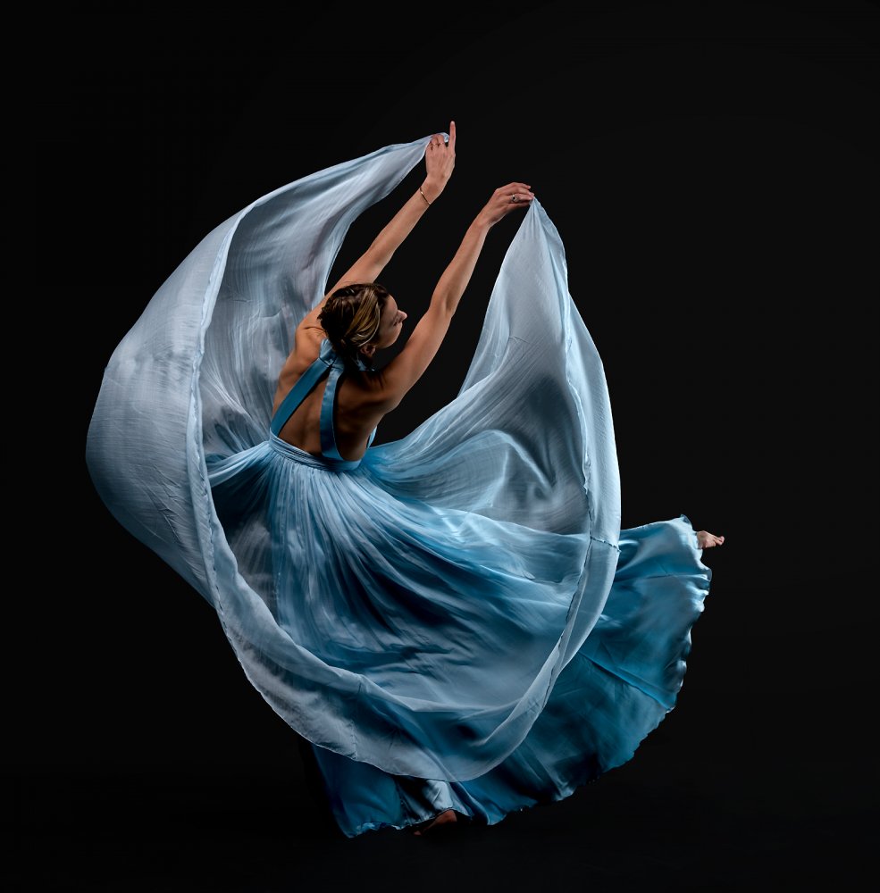 Graceful Dancer In Blue by Shades and Light — canvas wall art
