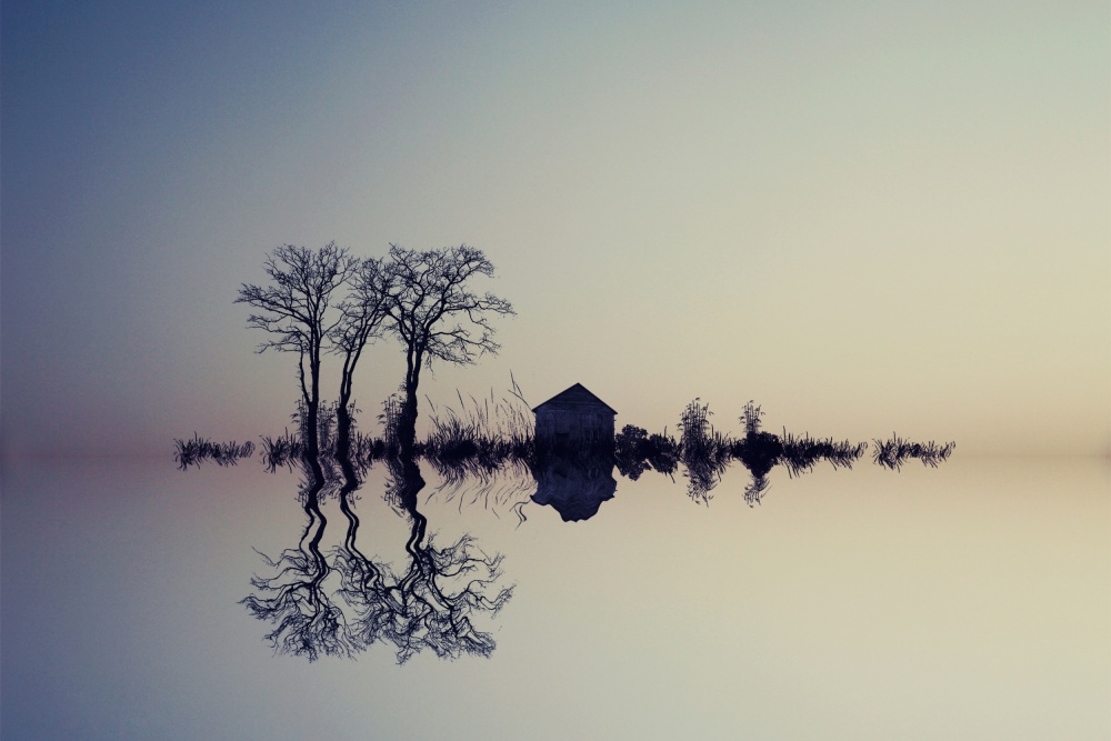 Serene Water Reflection by Asef Azimaie — canvas wall art