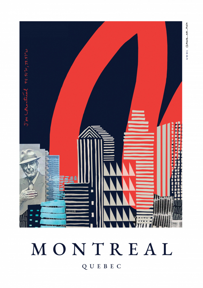 Graphic Montreal Skyline by Awol Art Alex — canvas wall art