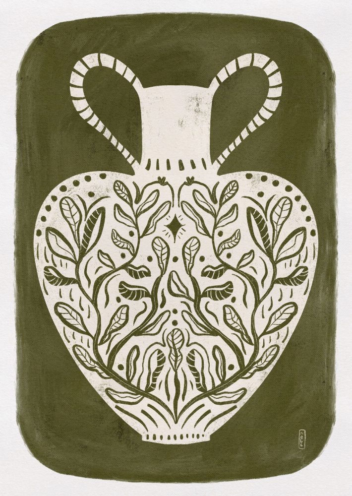 Botanical Folk Vase by Dirkie Nell — canvas wall art