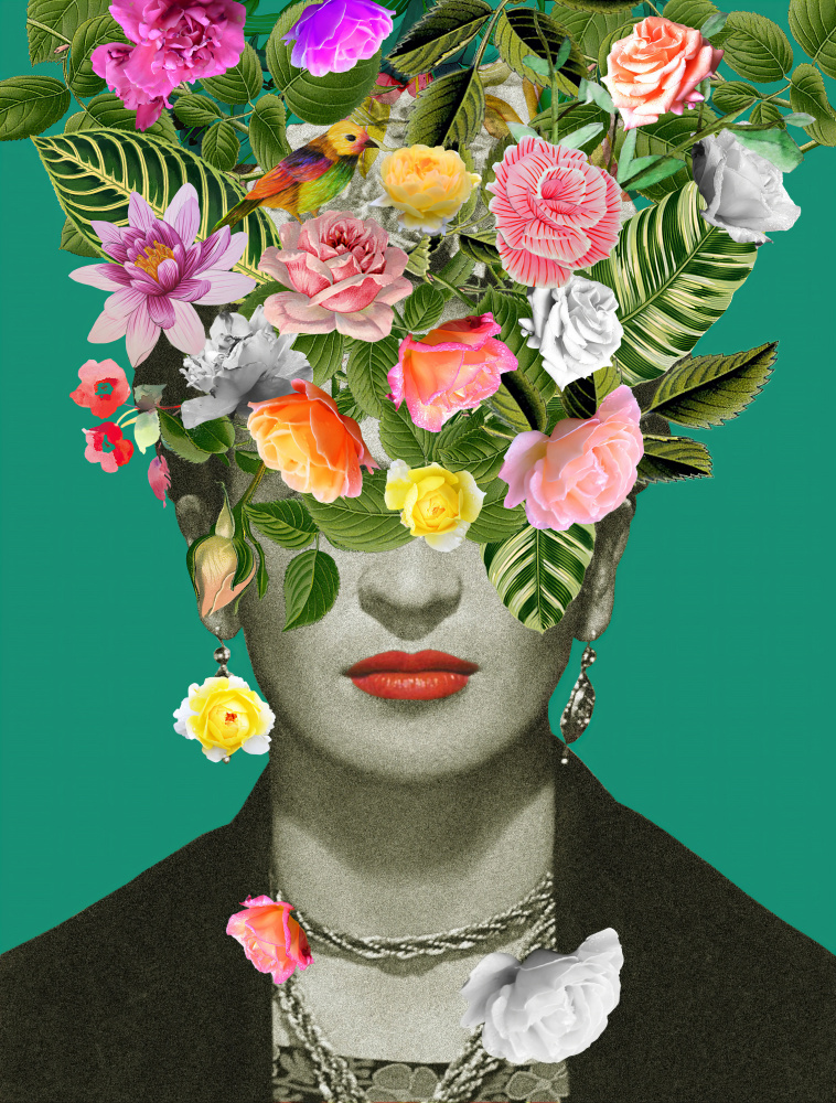 Vibrant Floral Portrait by Frida Floral Studio — canvas wall art