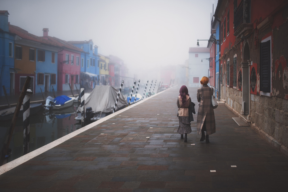 Misty Canal Walk by Samir Pajic — canvas wall art