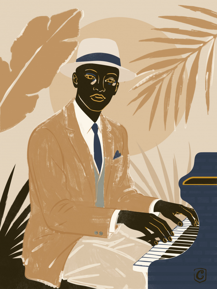 Dapper Jazz Pianist by Cannavaro — canvas wall art