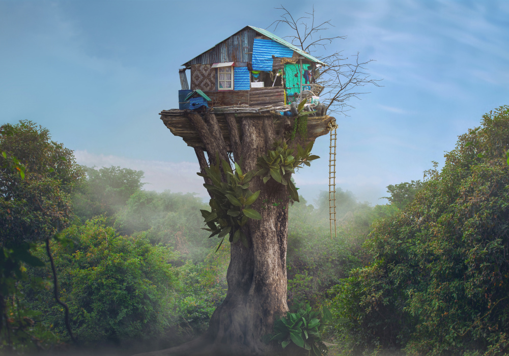 Misty Jungle Treehouse by Sulaiman Almawash — canvas wall art
