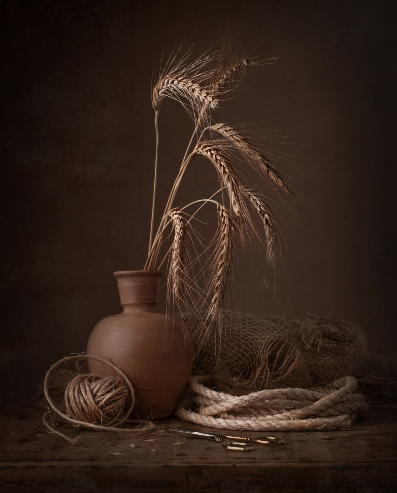 Golden Wheat Still Life by Margareth Perfoncio — canvas wall art